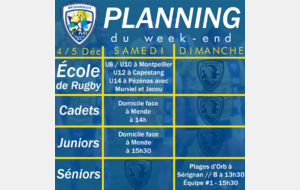 Planning du week-end du 4/5 Décembre