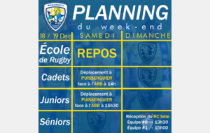 Planning du week-End du 18/19 Décembre