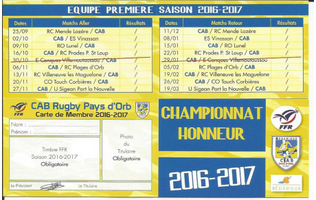 Abonnement 2016/2017 ....